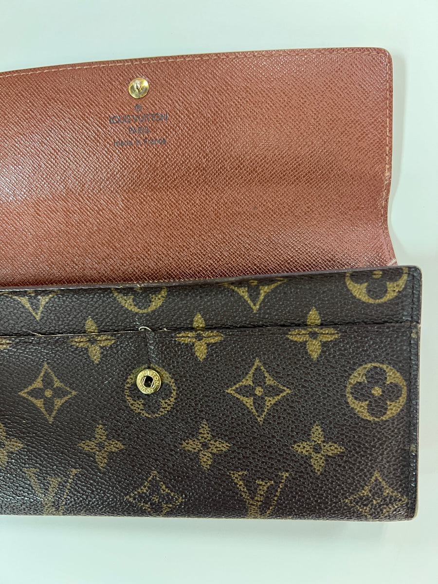 LOUIS VUITTON Louis Vuitton Portefeuille Sara Bifold Wallet M61348 Monogram  Totem PVC Leather Brown Flamingo Long