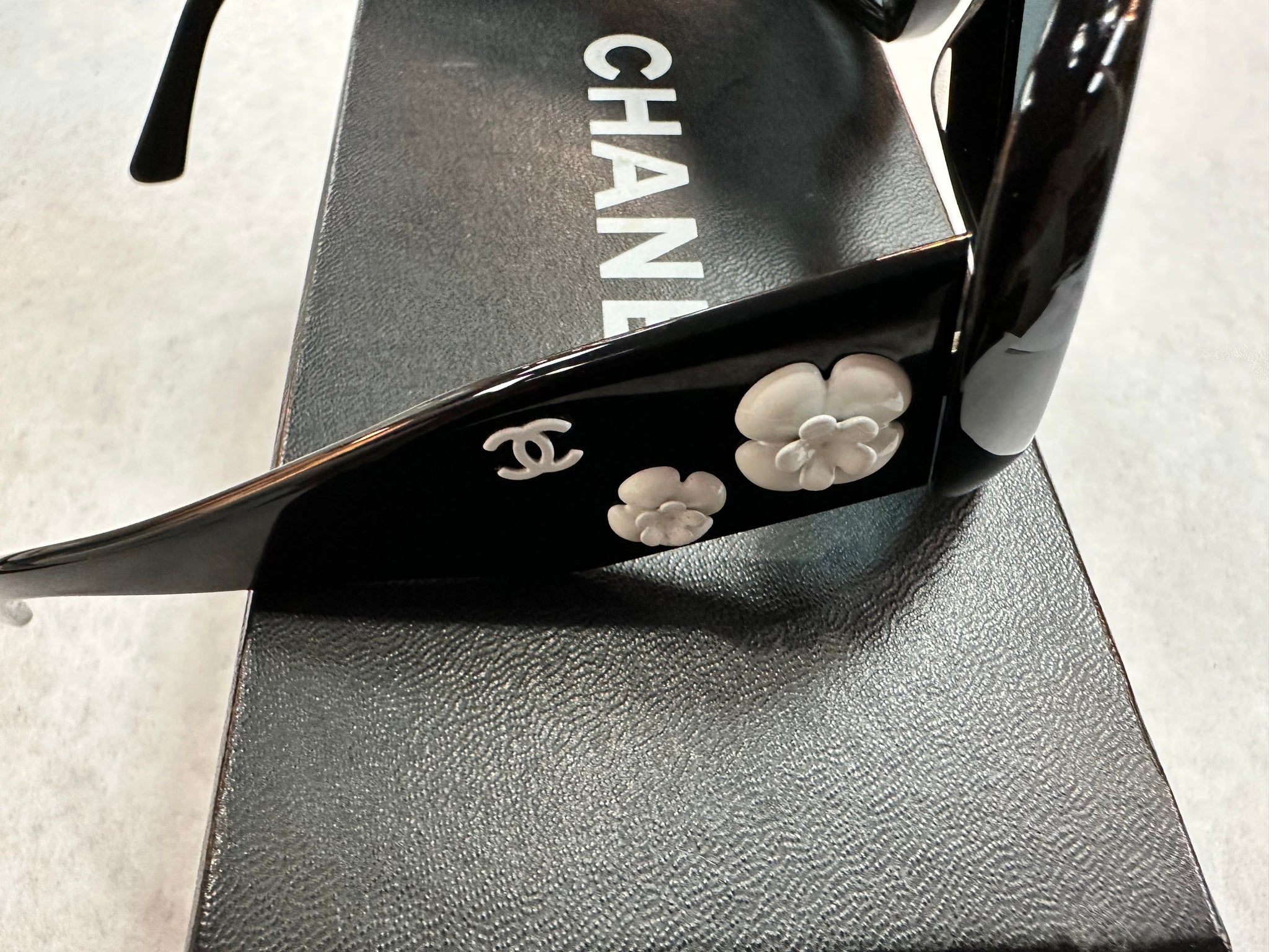 Authentic Chanel Sunglasses Camelia Black 5113A – Relics to Rhinestones