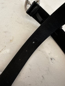Authentic Gucci Black Belt with Interlocking Silver G's