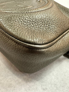 Authentic Gucci Soho Disco Crossbody Metallic Olive Green