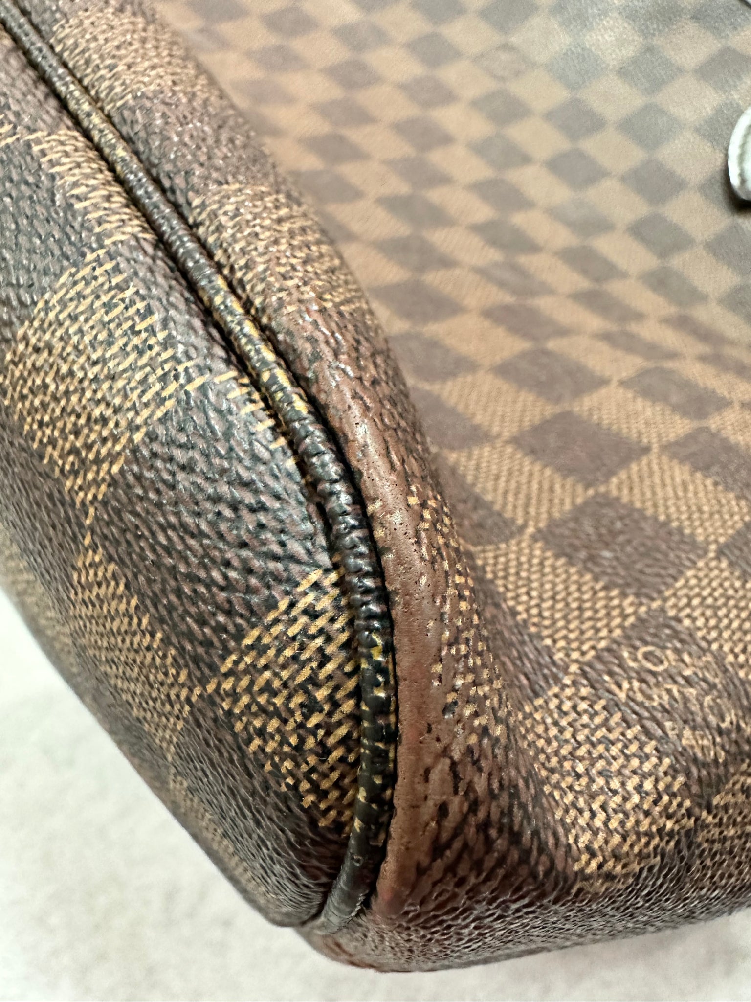 Louis Vuitton Brown Damier Ebene Coated Canvas Neverfull MM Gold
