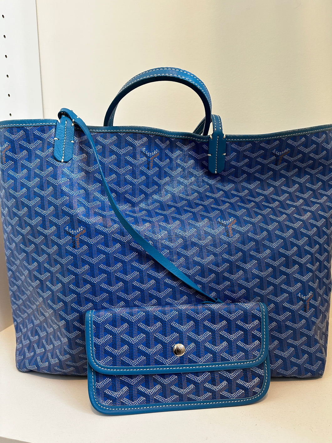 Authenticated Goyard Sky Blue Saint Louis PM Tote Bag