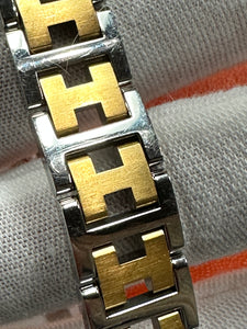 Authentic Hermes Clipper Ladies Silver Gold Timepiece Date Watch