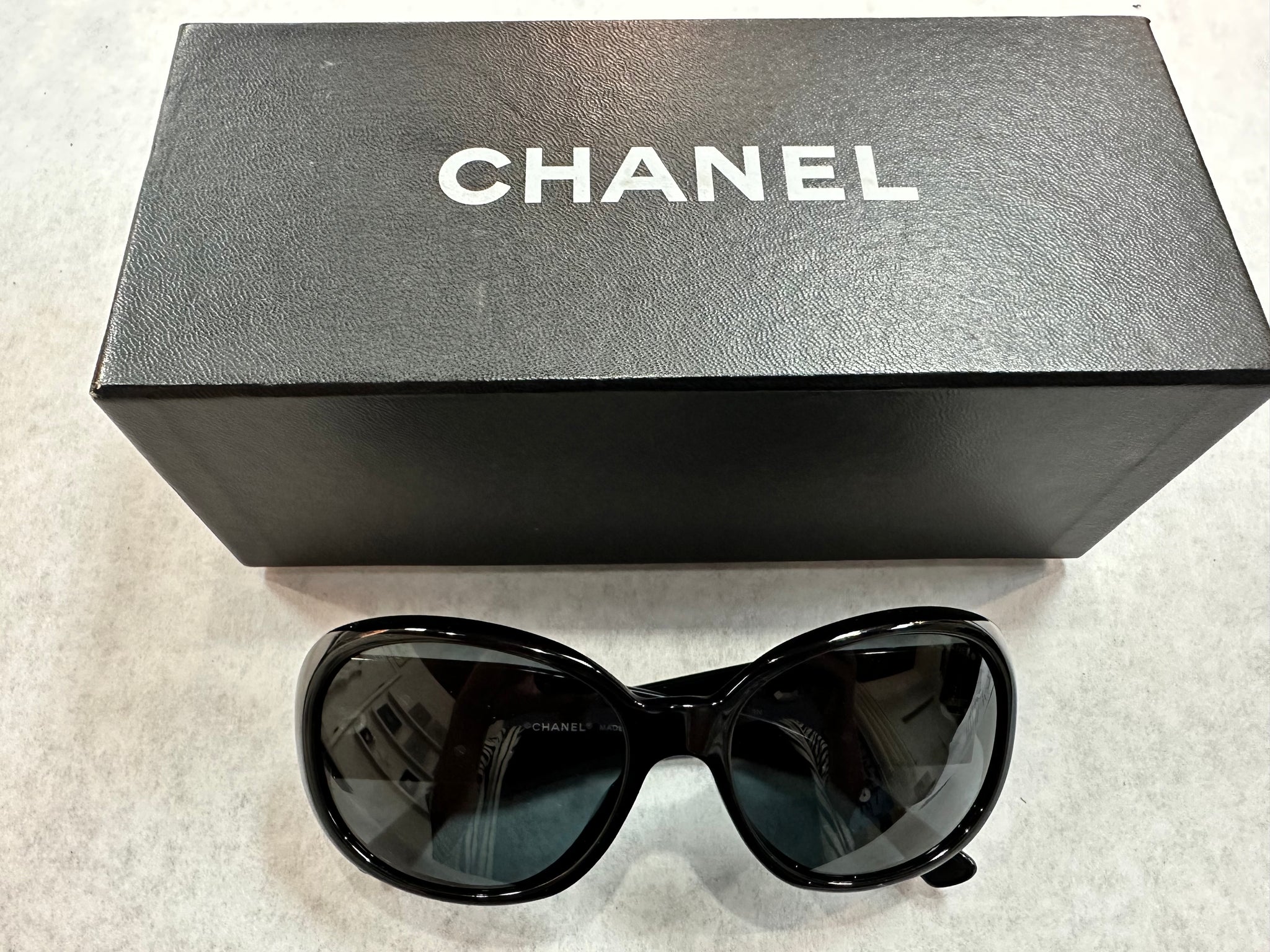 Chanel Rare Purple Tinted Round Black Sunglasses · INTO