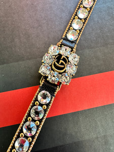 Authentic Gucci Rhinestone and Leather Bracelet