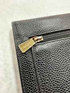 Authentic Chanel Black Caviar Tri-Fold Wallet