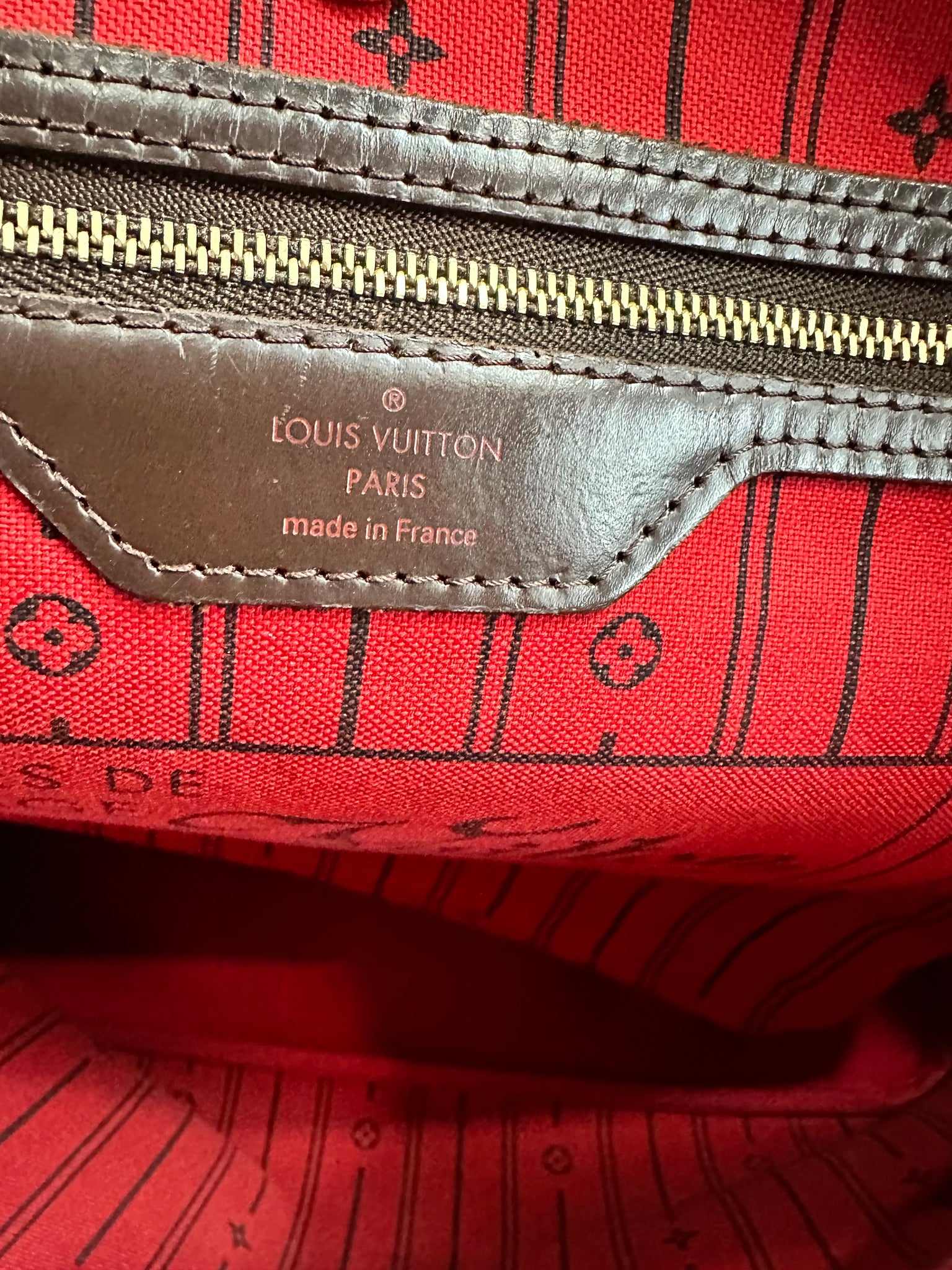 Louis Vuitton, Bags, Authentic Louis Vuitton Neverfull Mm Red Inside