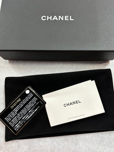 Authentic Chanel Black Lambskin Quilted Zipper Wallet
