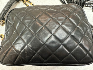 Authentic Chanel CC Mark Lambskin Quilted Black Camera Bag