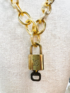 Designer Chain Necklace with Authentic Louis Vuitton Lock Attached