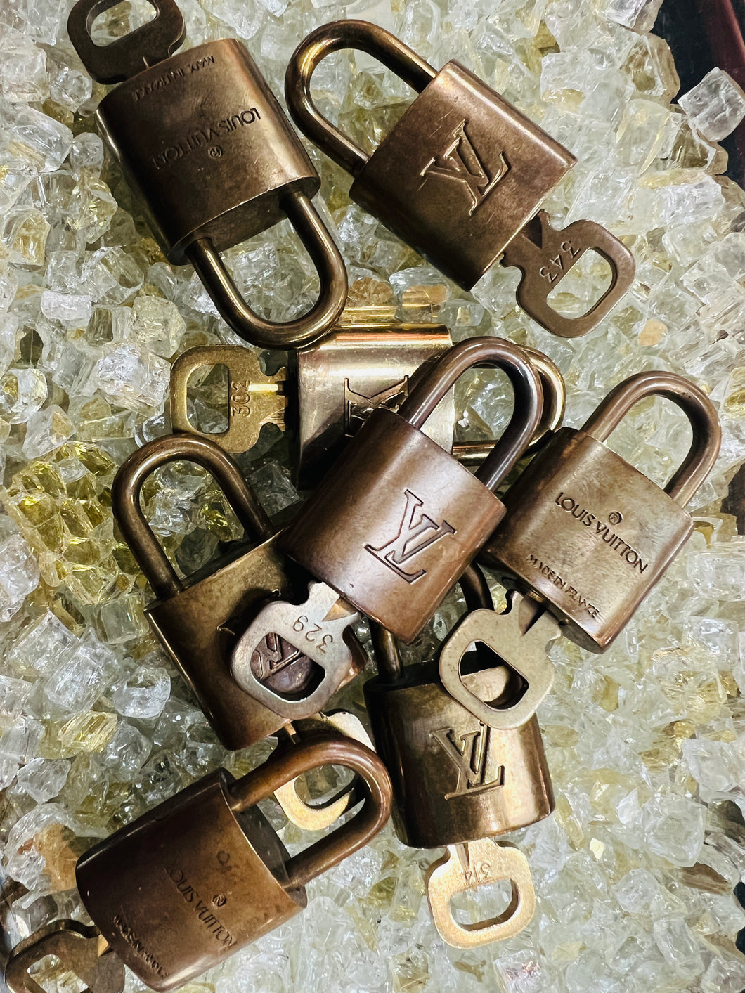 Authentic Louis Vuitton Vintage Brass Lock & Key Sets