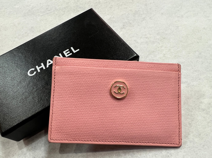 Authentic Chanel Pink Leather Card Case