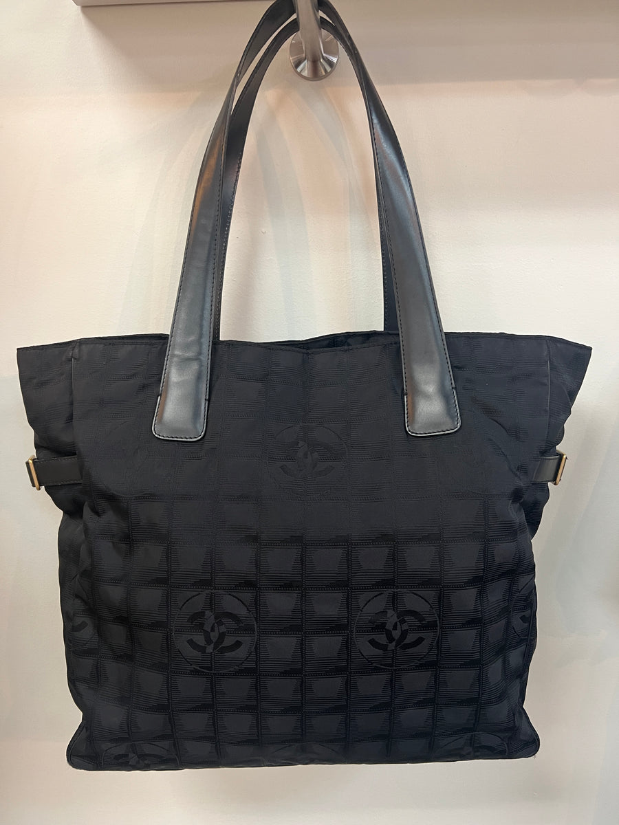 Chanel Maxi Black Nylon Shopping Tote by Ann's Fabulous Finds