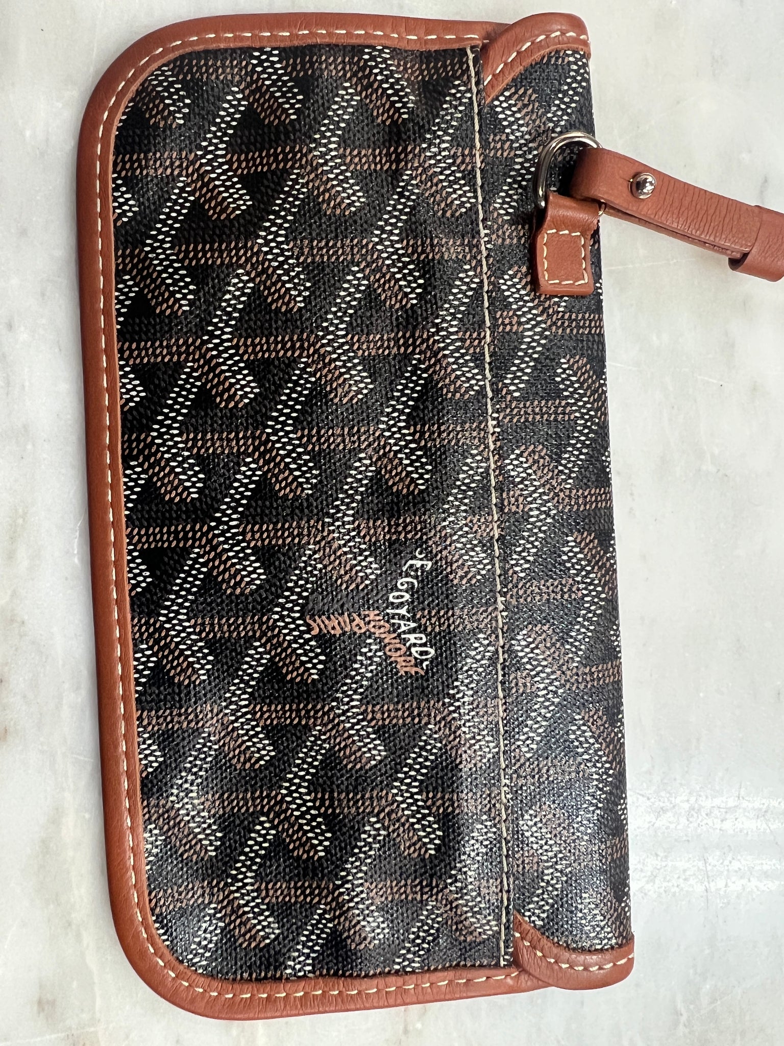 GoYARD Jewelry Box parish made in France black, gray wood and brown leather