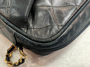 Rare Chanel Vintage Black Lambskin Big CC Small Classic Flap Bag