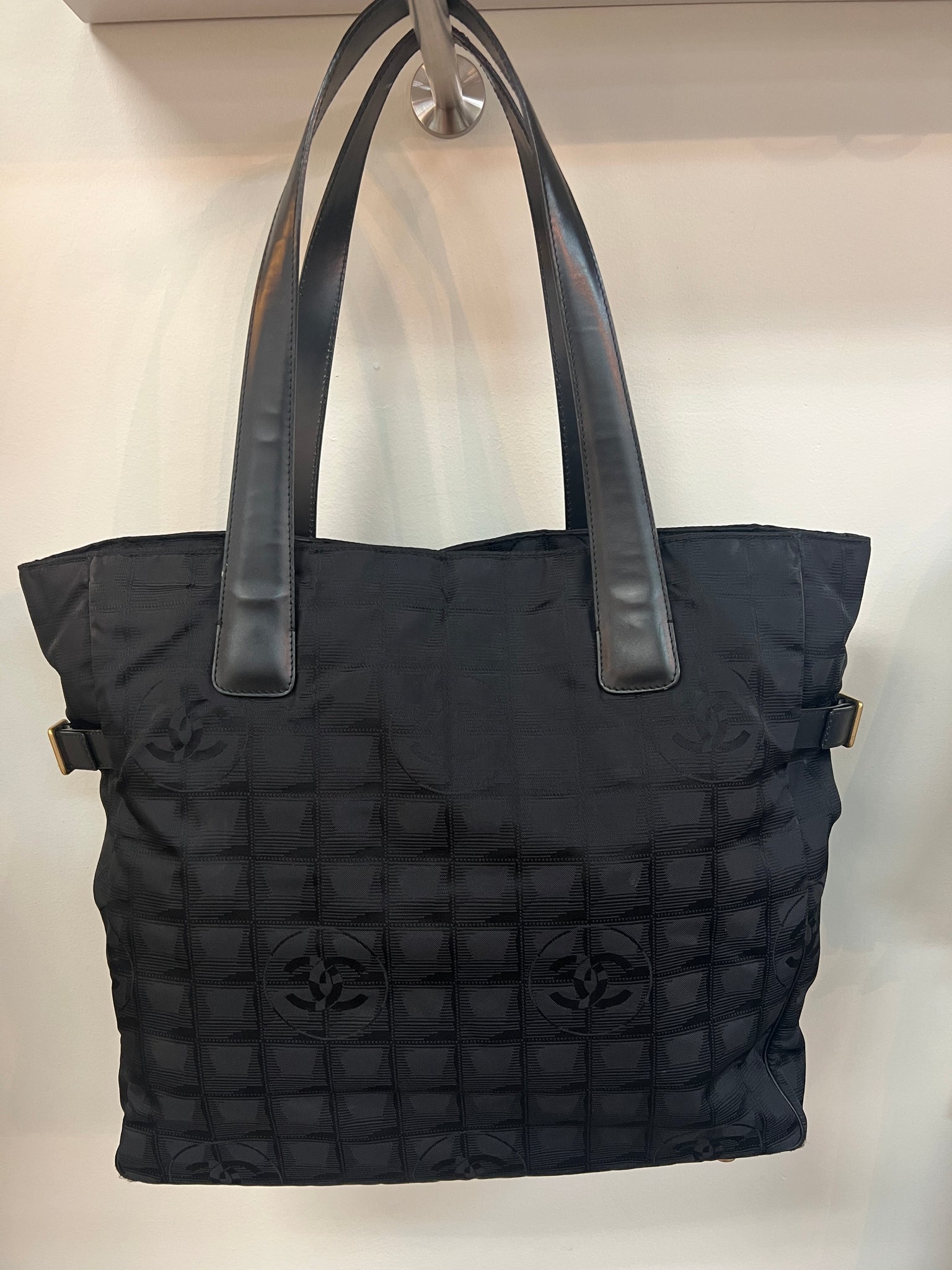 Chanel Chanel Travel Line Black Jacquard Nylon Tote Bag