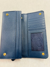 Authentic Prada Saffiano Leather Bi-Fold Wallet Blue