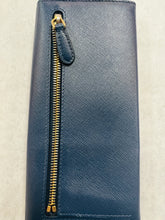 Authentic Prada Saffiano Leather Bi-Fold Wallet Blue