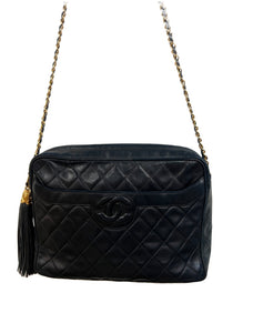 Authentic Chanel Lambskin Camera Bag Medium Black