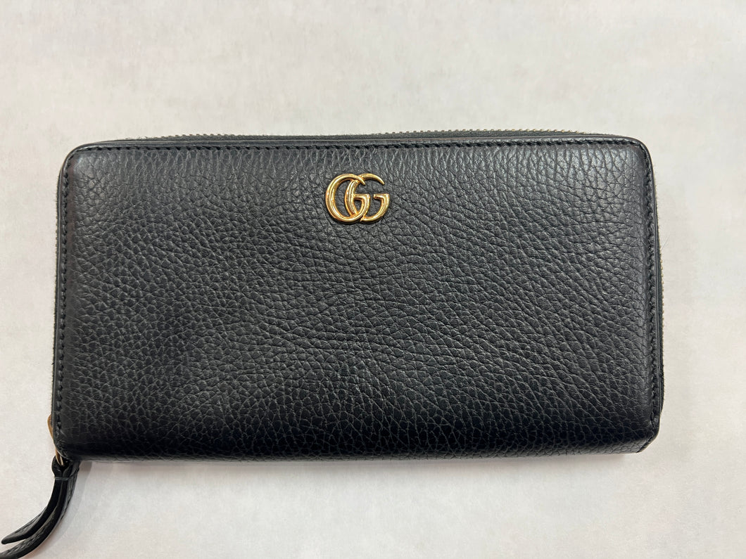 Authentic Gucci Black Guccissima Leather Long Wallet