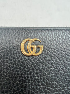 Authentic Gucci Black Leather Zip Around Wallet