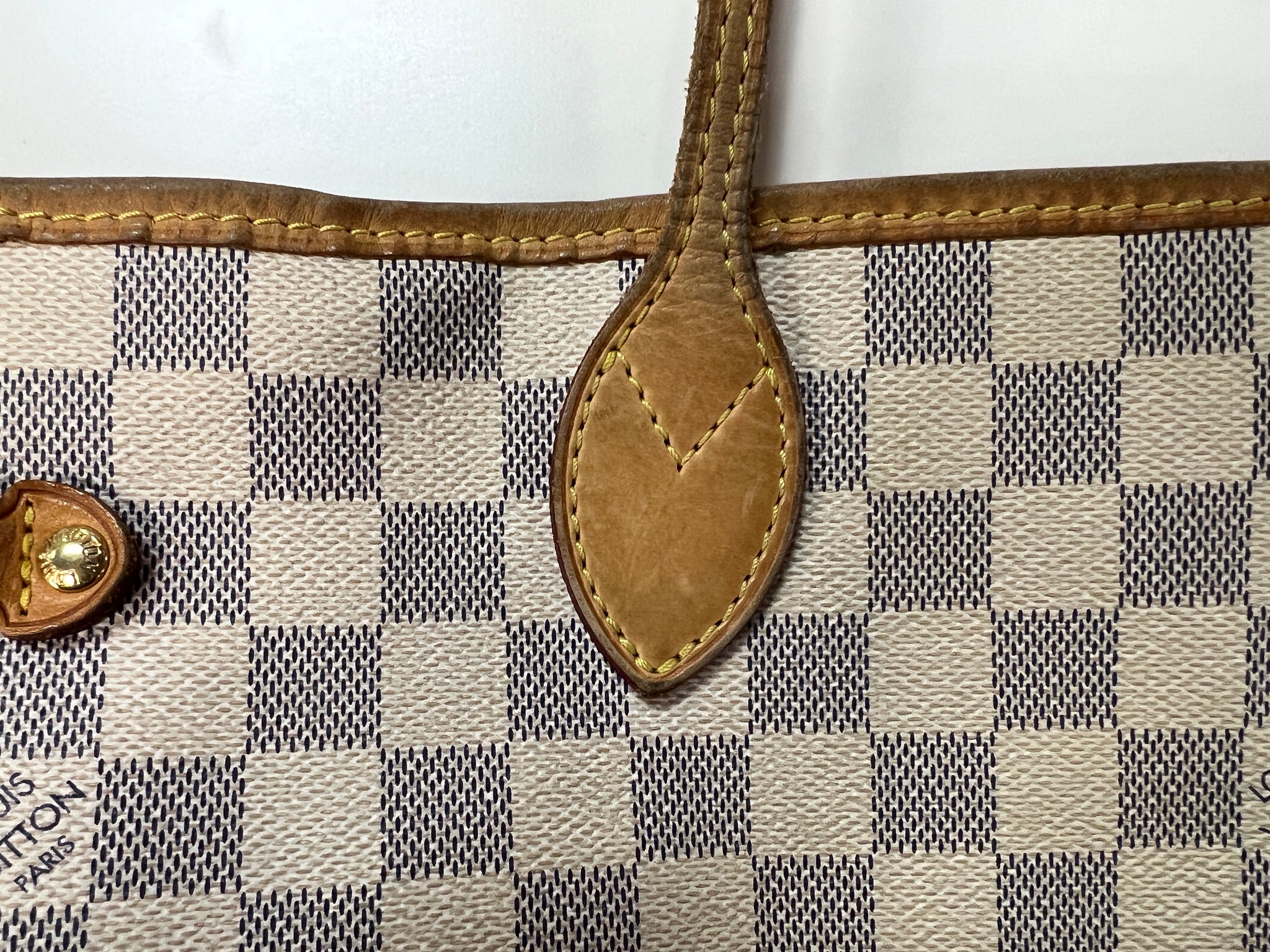 Louis Vuitton Damier Azur Checker Leather Neverful D. Azur Tote