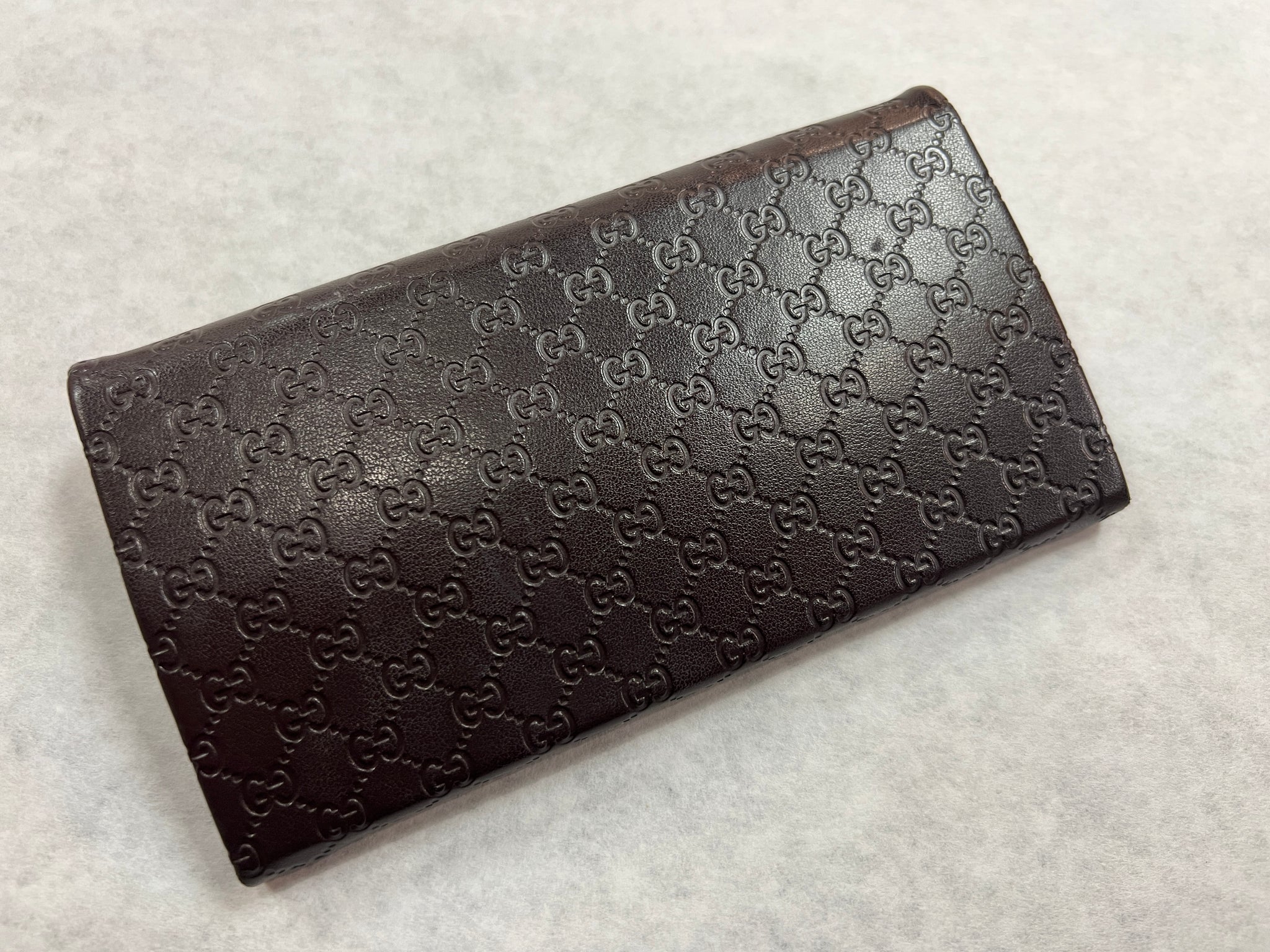 GUCCI Monogram Chocolate Leather GG Sunglasses Case Foldable MADE IN ITALY