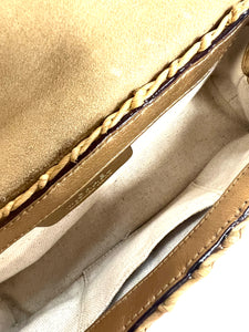 Authentic Michael Kors Gold Leather & Seagrass Purse/Clutch