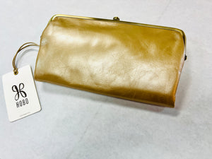 New HOBO Lauren Leather Wallet in Gold Dust