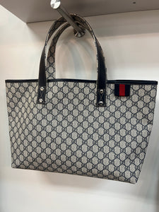 Authentic Gucci GG Plus Monogram Signature Tote in Navy