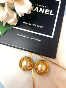 Authentic Chanel Gripoix Coco Mark Earrings With 18kt Gold Clips