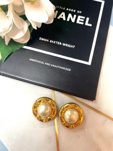 Authentic Chanel Vintage Faux Pearl Clip Earrings