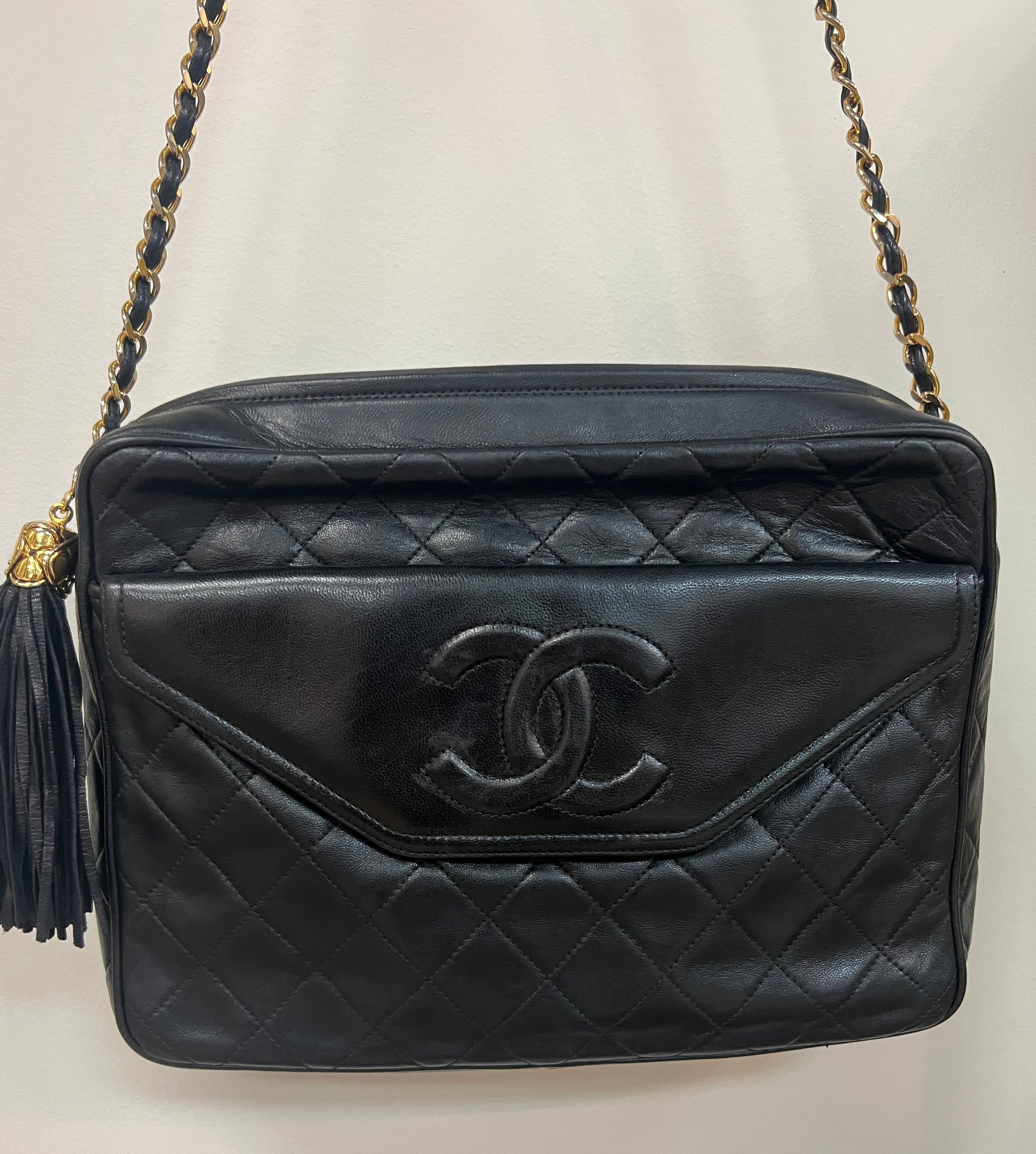 Authentic Chanel Lambskin Camera Bag Medium Black – Relics to