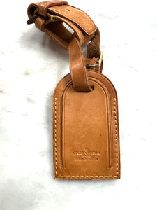 LOUIS VUITTON Luggage Tag and Handle Strap Set Genuine LV Leather