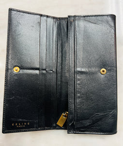 Authentic Celine Bifold Black Leather Slim Wallet