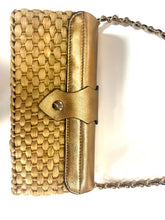 Authentic Michael Kors Gold Leather & Seagrass Purse/Clutch
