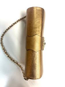 Authentic Michael Kors Gold Leather & Seagrass Purse/Clutch